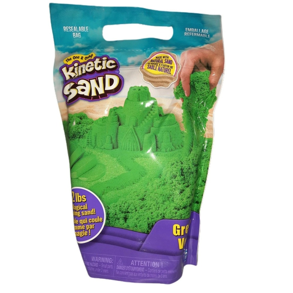 Kinetic Sand The Original Flowing Magical Moldable Sensory Play Sand, Green 2 Lb